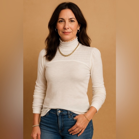 Free People Tops - NWT Free People white mock turtle neck and long sleeves. Size small.